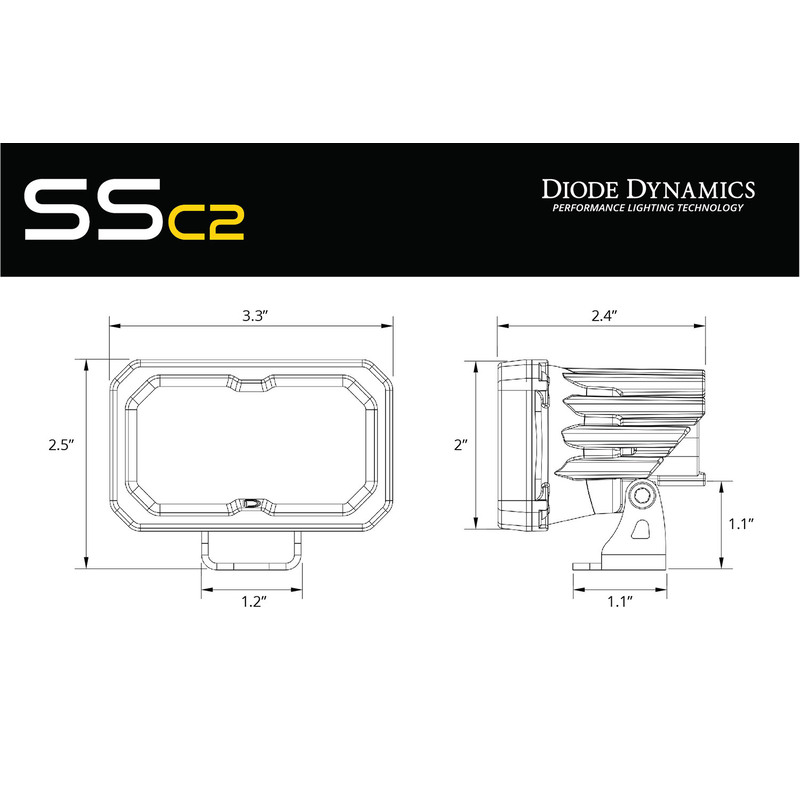  Diode Dynamics - Stage Series 1 Inch Roll Bar Chase Light Kit, SSC2 Sport Yellow (pair)